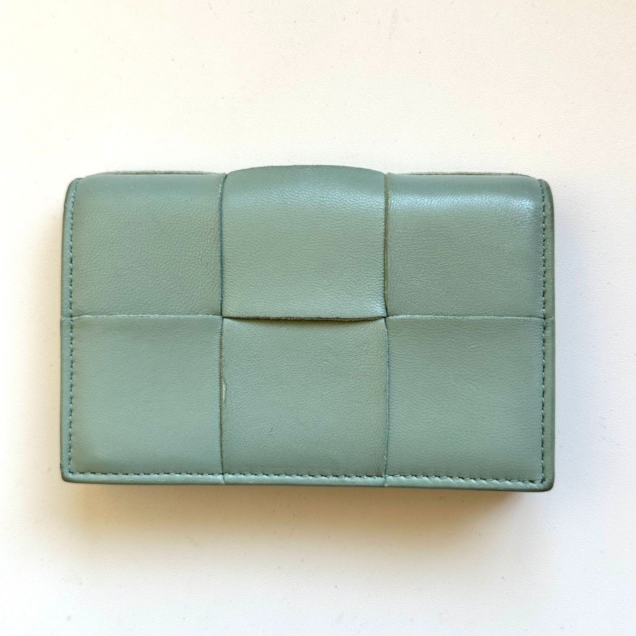 Bottega Veneta Cassette Intrecciato Card Case Green Leather Men Women