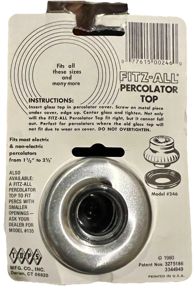 Fitz All 246 Repuesto Percolador Superior 1 1/2" a 2 1/2" Eléctrico No Eléctrico Foto 2 de 2