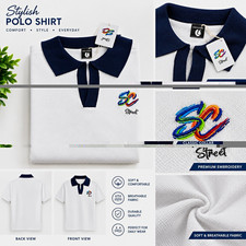 Men  s Polo Shirt   Classic, Comfortable  Versatile Logo White/Blue