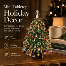 DIY Beaded Christmas Tree Kit Mini Tabletop Holiday Craft Decor with Base -New