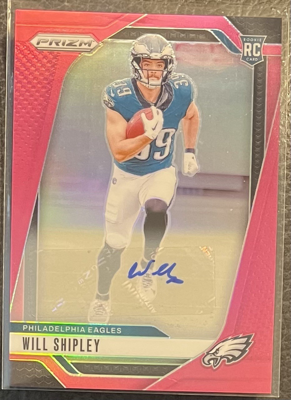 2024 Panini Prizm - #397 Will Shipley Pink Prizm Autograph (RC). *MINT*