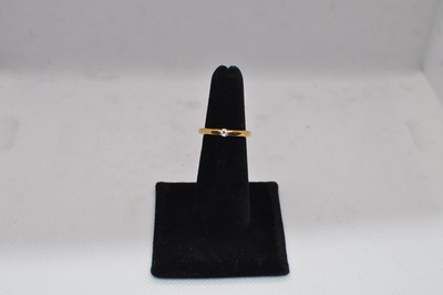 #ad Stainless Steel GSJ Ring Size 6 With Colorless Stone and Gold Band $15.00