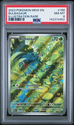 2023 POKEMON MEW EN-151 ILLUSTRATION RARE #166 BULBASAUR PSA 8