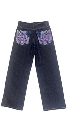Fubu embroidered wide leg jeans, size 12 ! xs!! messsge me for any questions!