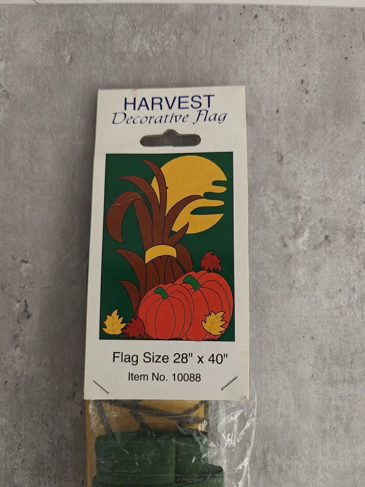 Vintage 1998 Fall Harvest Moon Pumpkin Lawn Garden flag 28x40" Sealed Autumn - Image 2 of 4