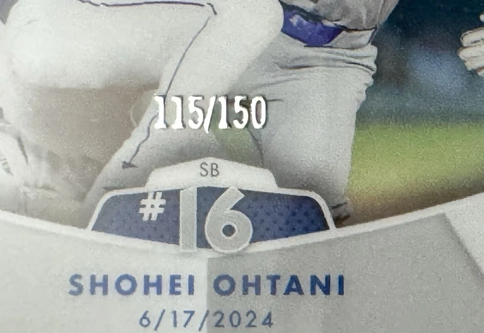 SHOHEI OHTANI 2024 TOPPS 50/50 BLUE REFRACTOR SP Parallel Variation #’d/150 - Image 3 of 4
