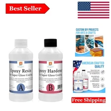 DIY 16 oz Epoxy Resin and Hardener Kit - Odorless High Gloss Finish for Projects