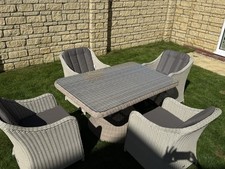 Ratan Garden Table with Glass top and 4 Chairs Set