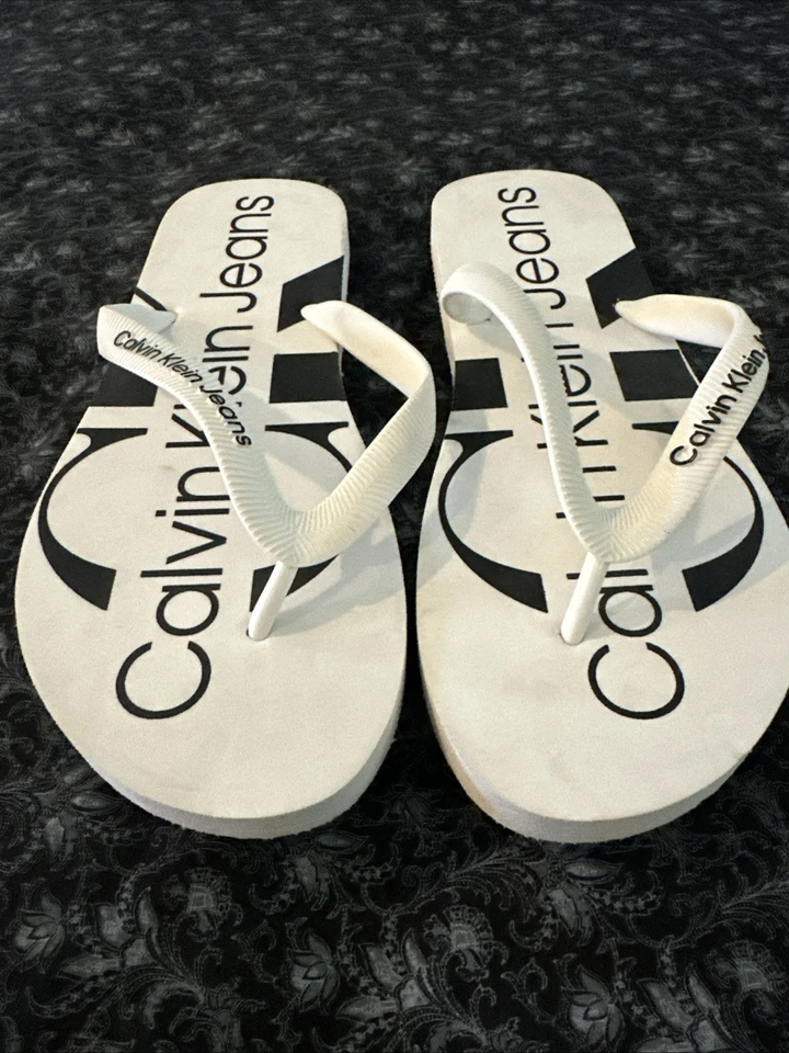 Calvin Klein CK Flip Flops Size. 9 Black & White.  NWOT - Image 3 of 3
