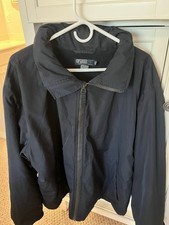 Vintage Polo Ralph Lauren Bomber Jacket XL Hidden Hood Fleece Lined Navy Y2K 90s