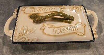 Asparagi Freschi Majolica Covered Porcelain Asparagus Dish Server Center Piece 