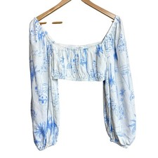 Sabo Skirt Australia Jhazelle top Womens 2 Cropped Balloon Sleeve Vacation