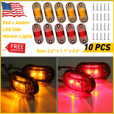 5X Amber 5X Red LED Car 2.6" Side Clearance Marker Lights Truck Trailer RV 12V
