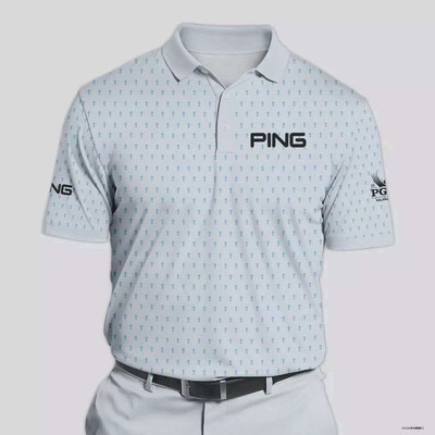 2024 PGA Championship Ping Golf Polo Shirt Light Blue Pastel Golf Cup Print 1