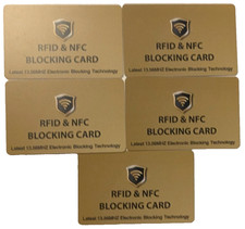 RFID Blocking Card 5 Pack, Contactless NFC Credit Card ID Protection Safe Bank