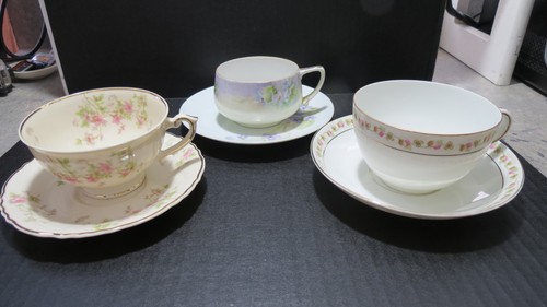VINTAGE BONE CHINA 3 SETS Teacups AND Saucers BONE CHINA ASSORTED DESIGNS