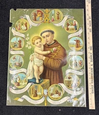 Saint Anthony Of Padua Christ Child Fridolin Leiber Vintage Chromolithograph
