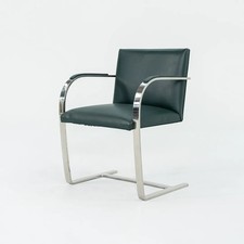 1960s Mies van der Rohe for Treitel Gratz Flat Bar Stainless Brno Chair in Green