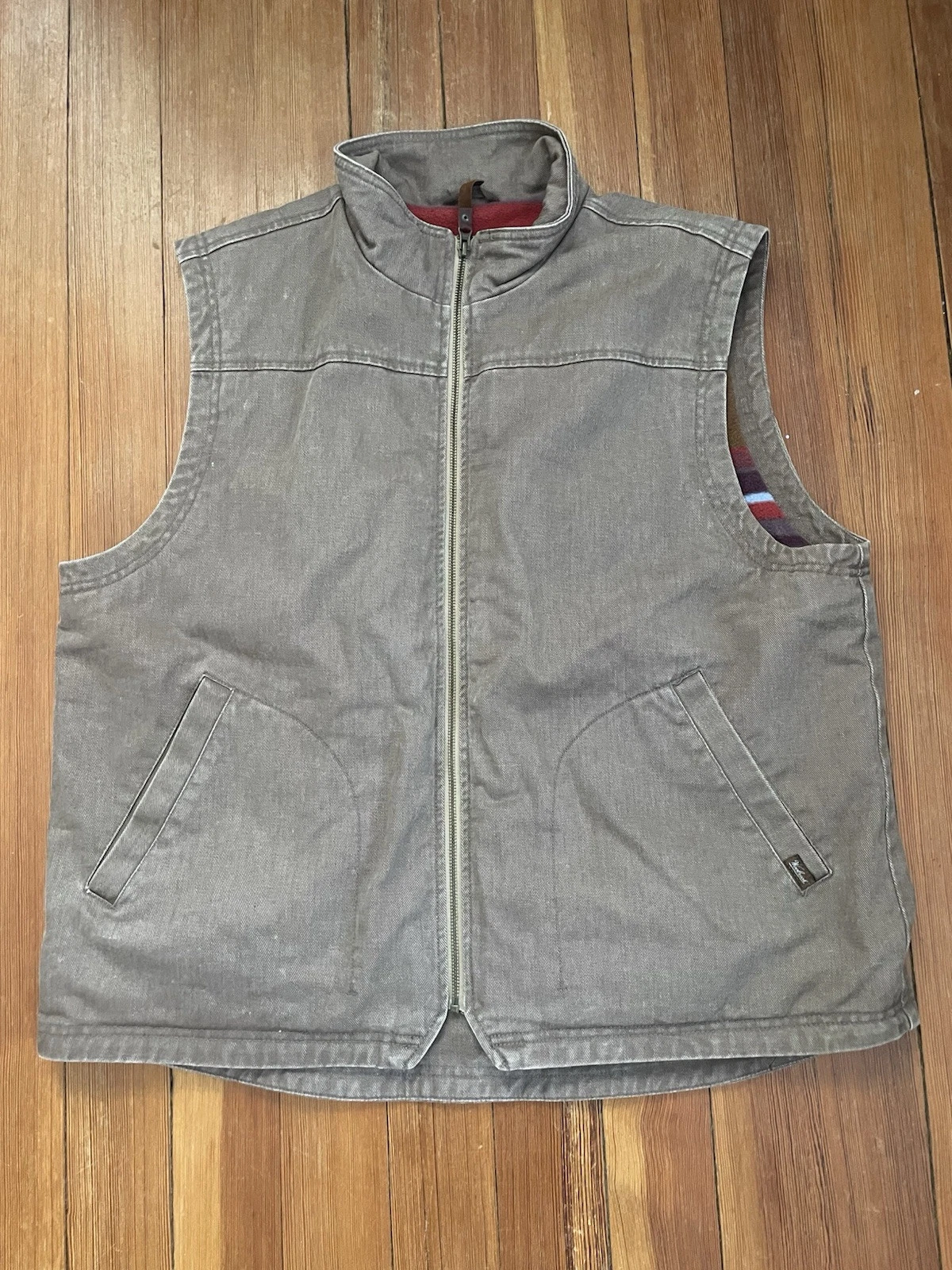 Woolrich Mens Dorrington Light Brown Canvas Vest Fleece Lined XL Workwear