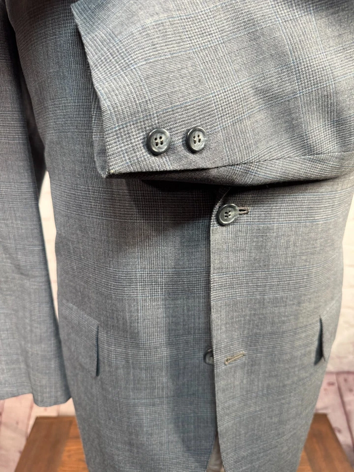 BROOKS BROTHERS Mens Blue GLEN CHECK Wool Sport Coat Blazer Jacket SIZE 38S - Image 4 of 4