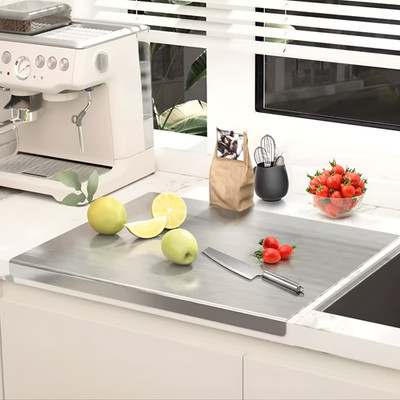 304 Stainless Steel Kitchen Chopping Board with Lip Anti-Slip Daily Care Baking