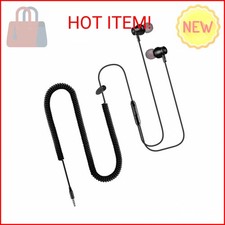 Extra Long Earbuds for TV  PC, with 12FT Spring Coiled Extension Cable, Volume