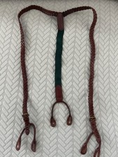 Vintage Polo Ralph Lauren 90s Leather Braided Suspenders Brass Buckle England