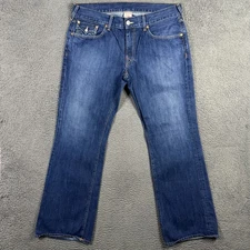 True Religion Jeans Mens 38x33 Blue Bootcut Dark Wash Denim Made in USA