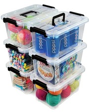 EOENVIVS Plastic Storage Bins with Lids 6 Pack 11.61 inches, Black
