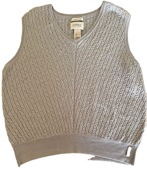 LizGolf Golf Sweater Vest Lge Women s Light Blue Cable Vneck Merino wool