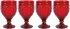Fitz and Floyd Trestle Glassware Ornate Goblets, 4 Count (Pack of 1), Red