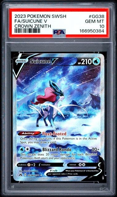 PSA 10 Suicune V GG38/GG70 Pokemon Crown Zenith Galarian Gallery
