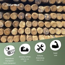 Zaunpfähle Holzpfahl Angespitzt Pfahl Rundpfahl Kiefer HaGa® 5cm x 150cm 10 Stk