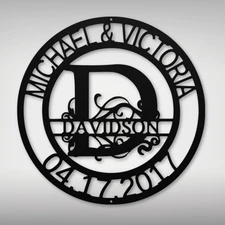 Personalized Family Name Monogram Metal Sign Custom Home Decor Gift for Family