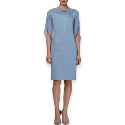 NEW w/tags Gina Bacconi Periwinkle "Martyna" Crepe Cowl Neck Dress US Size  8. | eBay