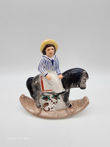 VINTAGE ORIGINAL STAFFORDSHIRE ENGLAND BOY ON HORSE CERAMIC ANTIQUE FIGURINE !!! - Picture 6 of 9