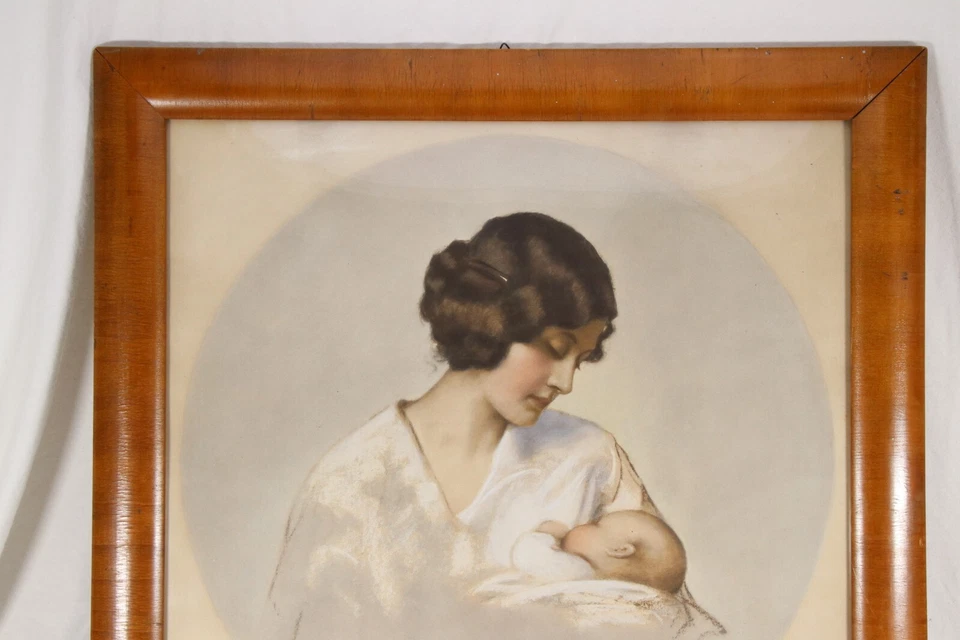 MARIE PISCHON ~ Gottesgabe ~ Lithographie 1914 Mutter Kind Baby Geburtsgeschenk - Bild 3 von 4