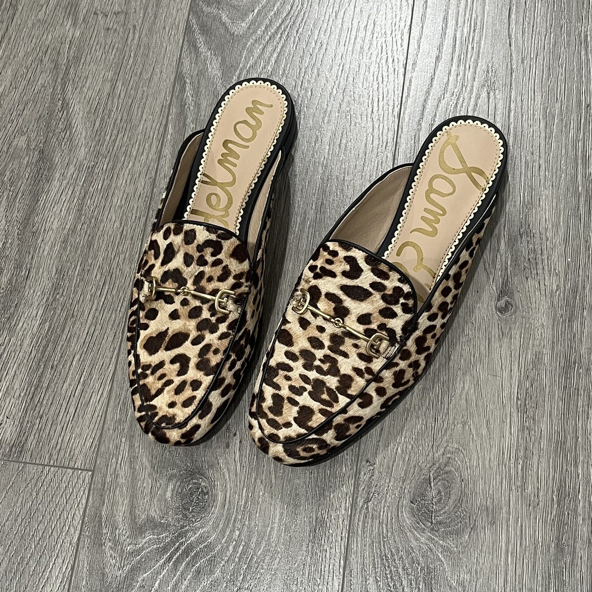 Sam Edelman Linnie Bit Mule Calf Hair Leopard Print NWB UK