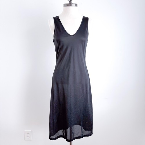 Fiona Beckett for Tooke schwarzes transparentes Nylon-Midikleid groß ärmellos V-Ausschnitt - Bild 6 von 7