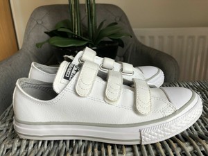 white leather velcro converse