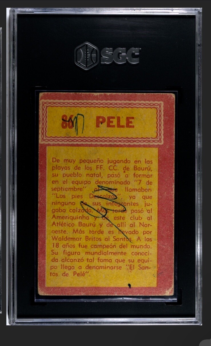 1965 Crack Golazo PELE Brazil Tarjeton Soccer #86 SGC 1 view 2