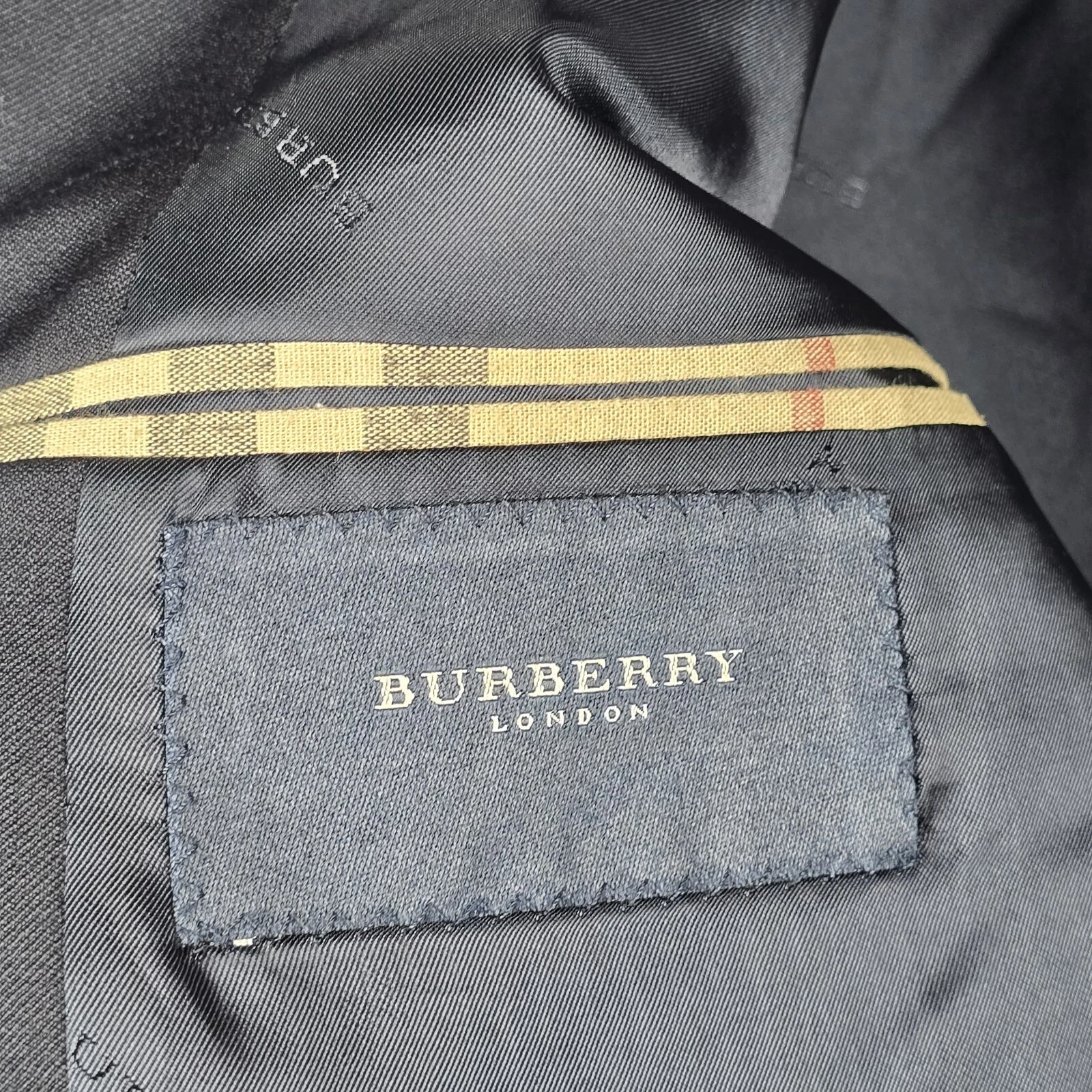 Giacca cappotto sportivo blazer blu uomo Burberry London lana made in USA 43L con imperfezioni