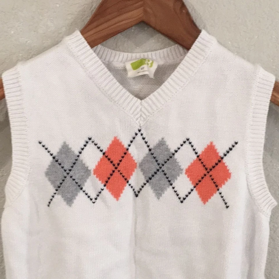 Crazy 8 мальчика 5T Argyle вязаный свитер жилет 100% хлопок зимние праздники - Изображение 2 из 4