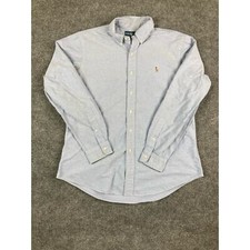 Ralph Lauren Men's Large Custom Fit Button-Down Shirt Blue Oxford Long Sleeve