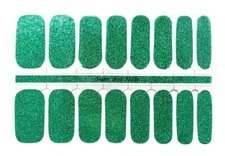 Green Glitter Sparkle Nail Polish Strips / Nail Wraps / Nail Stickers