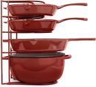 Heavy Duty Pan Organizer, Extra Large 5 Tier Rack - Holds Cast Iron Red-Open Box