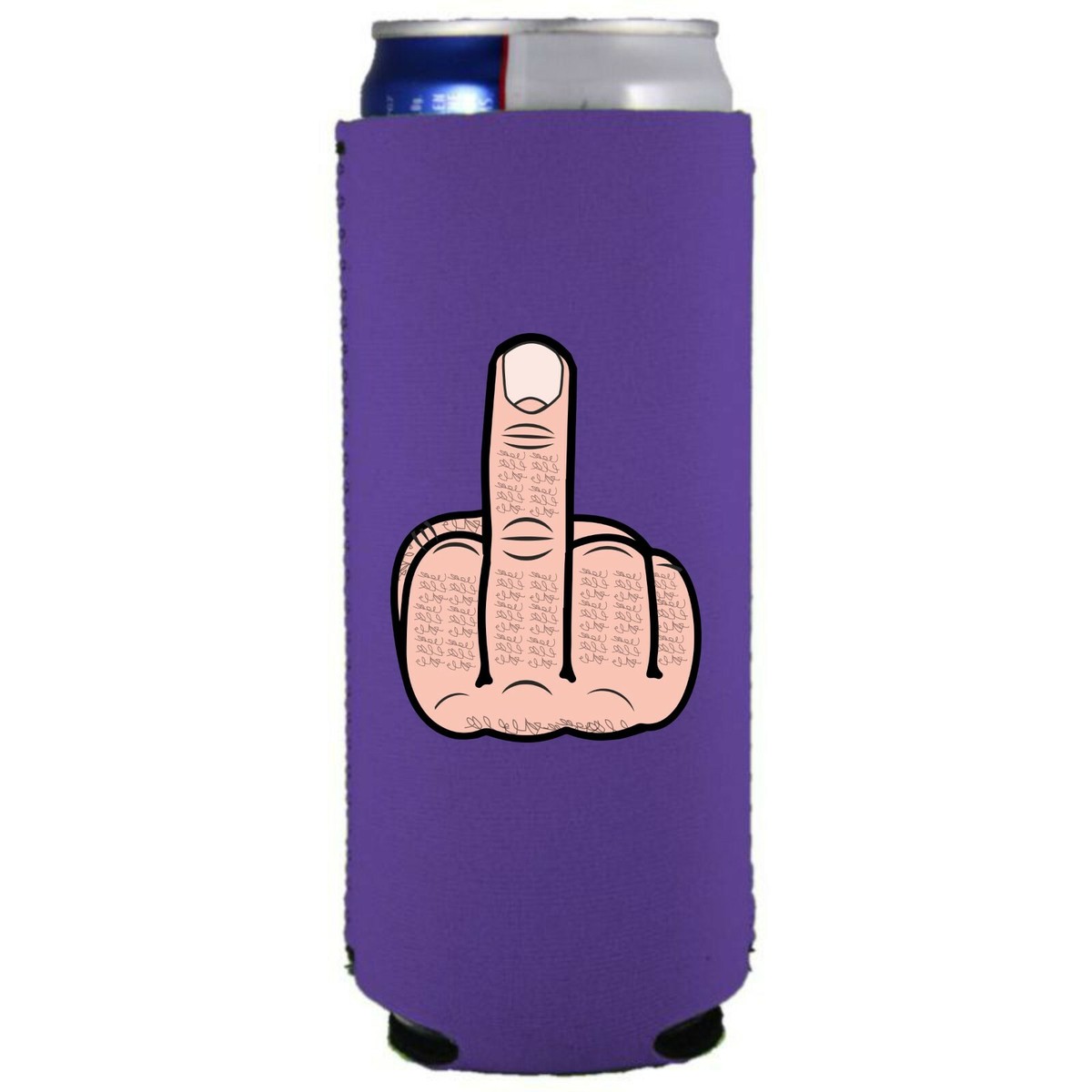 Middle Finger Slim Can Coolie - Neoprene Can Holder For 12oz Slim Cans & Beer Bottles