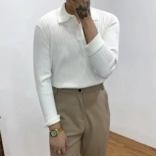 Men's Trendy Knit Pullover Sweater – Casual Lapel V-Neck Fashion Style - Picture 19 of 27
