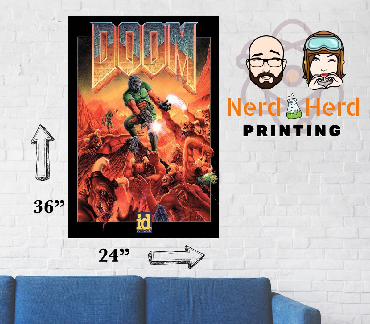 DOOM Classic Box Art Poster MS DOS PC Multiple Sizes Available