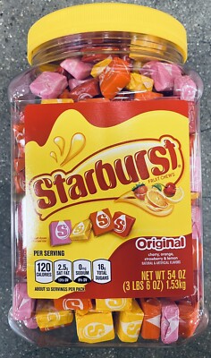 Starburst Original Fruit Chews 54 oz Tub Jar Cherry Orange Strawberry Lemon NEW
